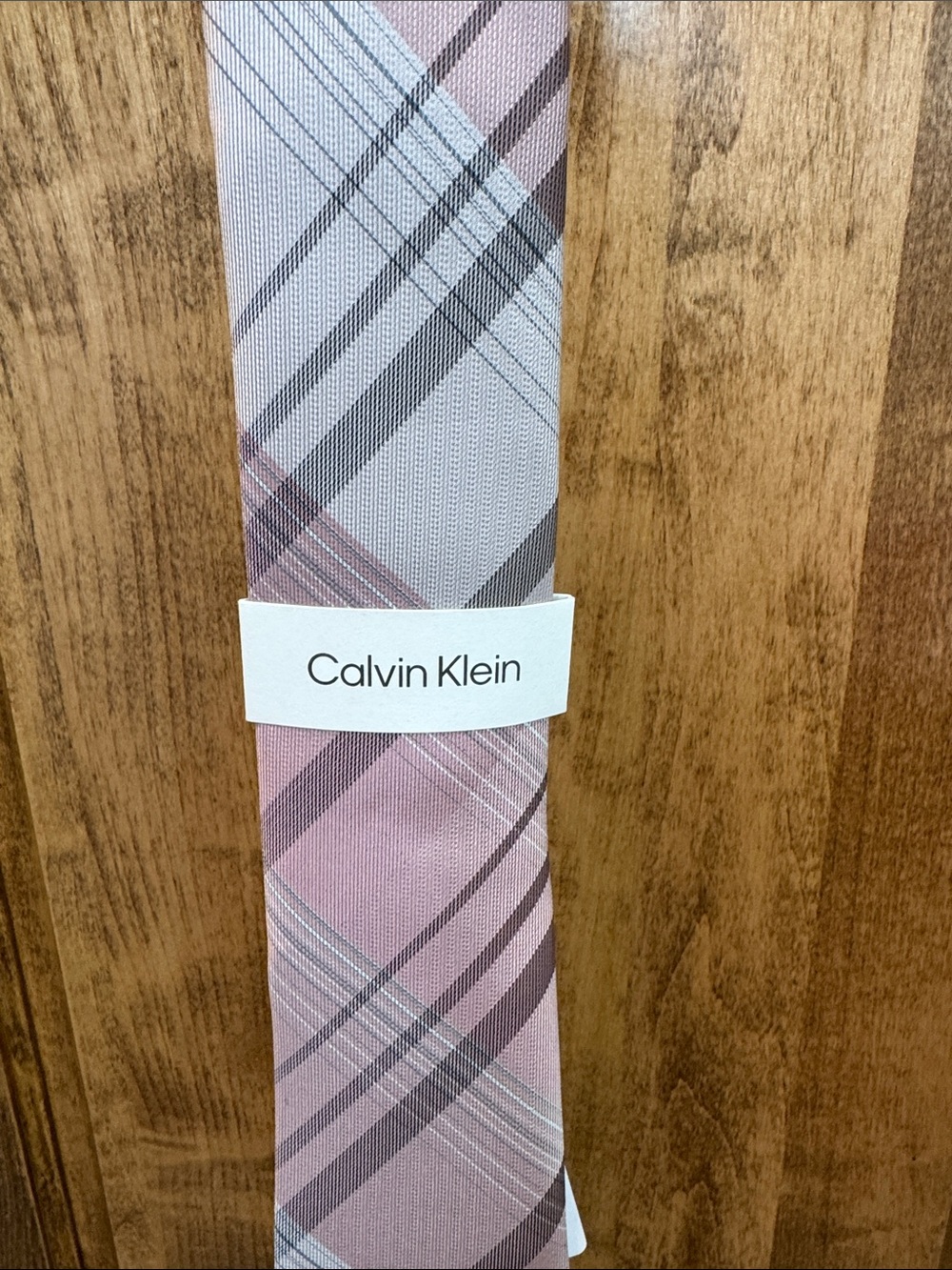 Calvin Klein Portia Plaid Mauve and Gray Men’s Neck Tie - Picture 2 of 7